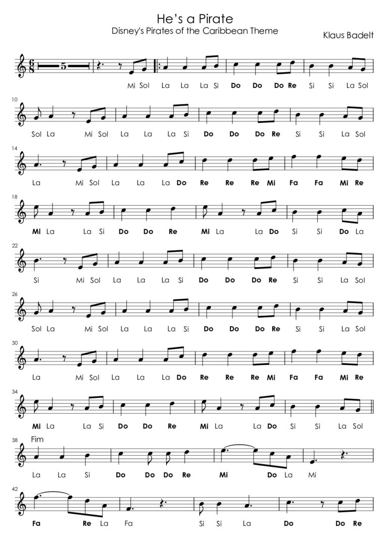 Piratas do Caribe - Partitura_page-0001