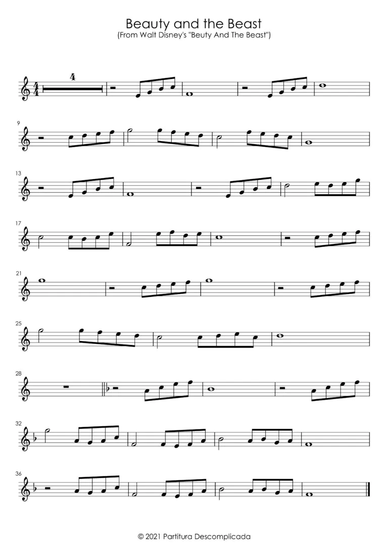 A Bela e a Fera - Partitura_page-0001